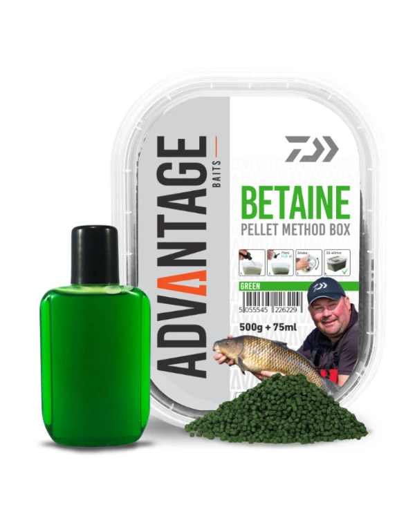 Daiwa Method Green Betain Pellet Box ( 500 Gram + 75ml Booster ) 3 Daiwa Method Green Betain Pellet Box ( 500 Gram + 75ml Booster ) - Afbeelding 3